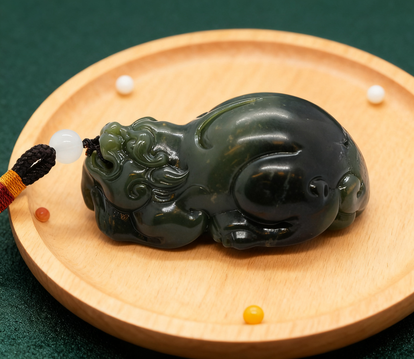 Wealth Statue Pi Xiu, Solid Nephrite Jade 133g, Chinese Mythical Creature, Business Gift