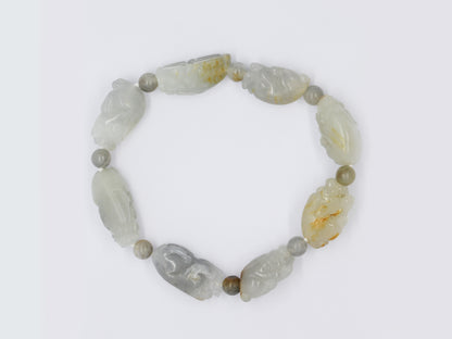 Nephrite Jade Bracelet, 8 Pi Xiu Charm Bracelet, 32.09g Zodiac Seed Jade, Wealth Protection Bracelet