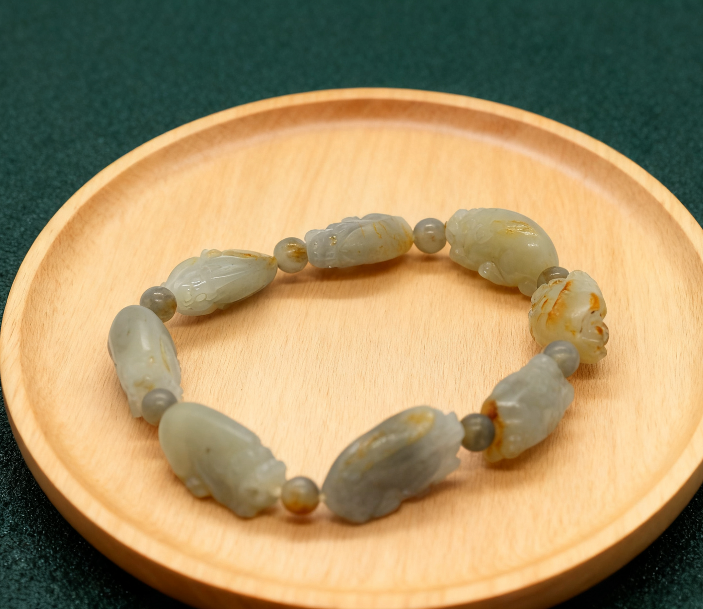 Nephrite Jade Bracelet, 8 Pi Xiu Charm Bracelet, 32.09g Zodiac Seed Jade, Wealth Protection Bracelet