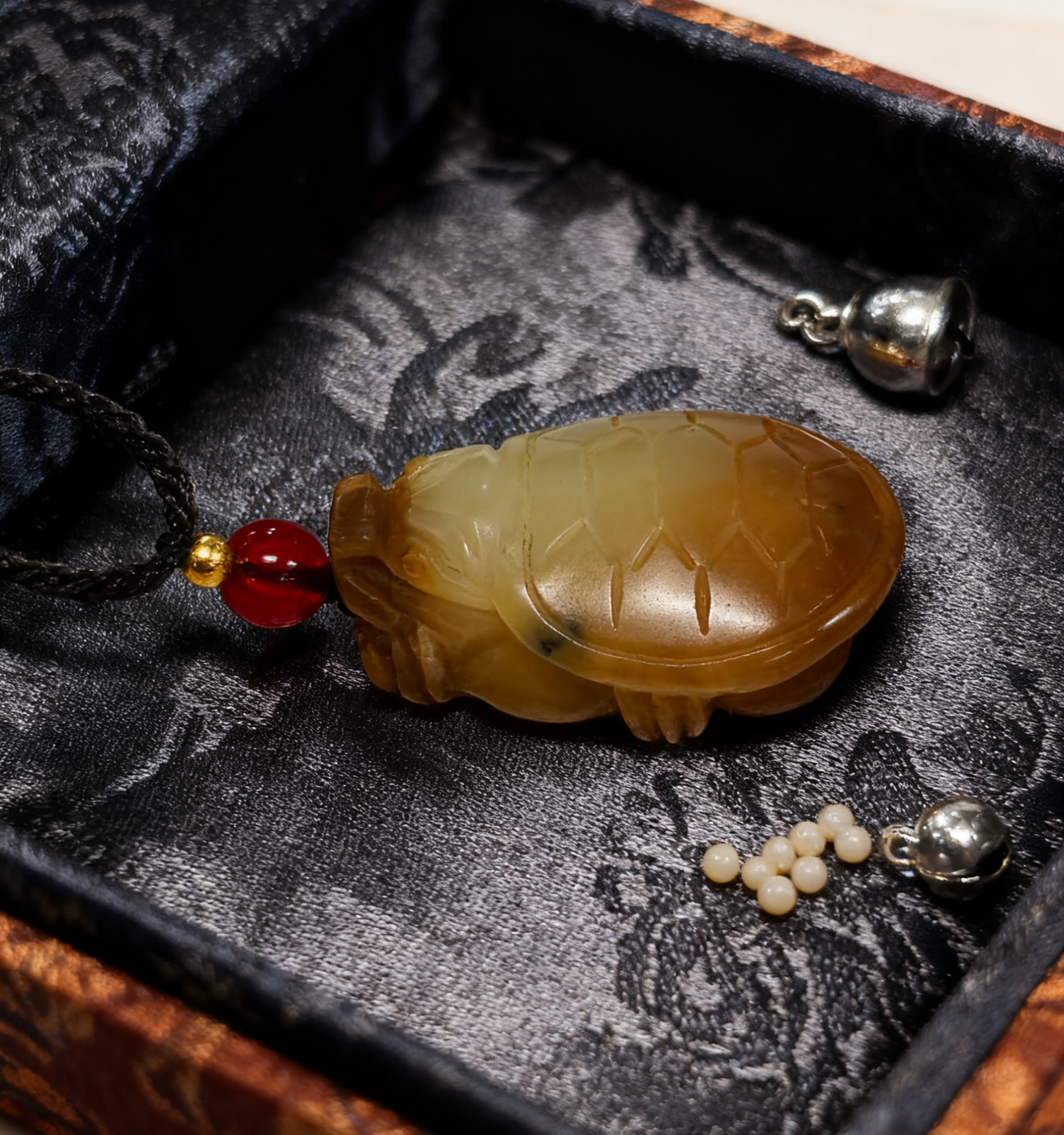 Dragon Turtle Jade Pendant, Natural Sugar White Nephrite 13.6g, Unique Animal Totem, Spiritual Protection Gift