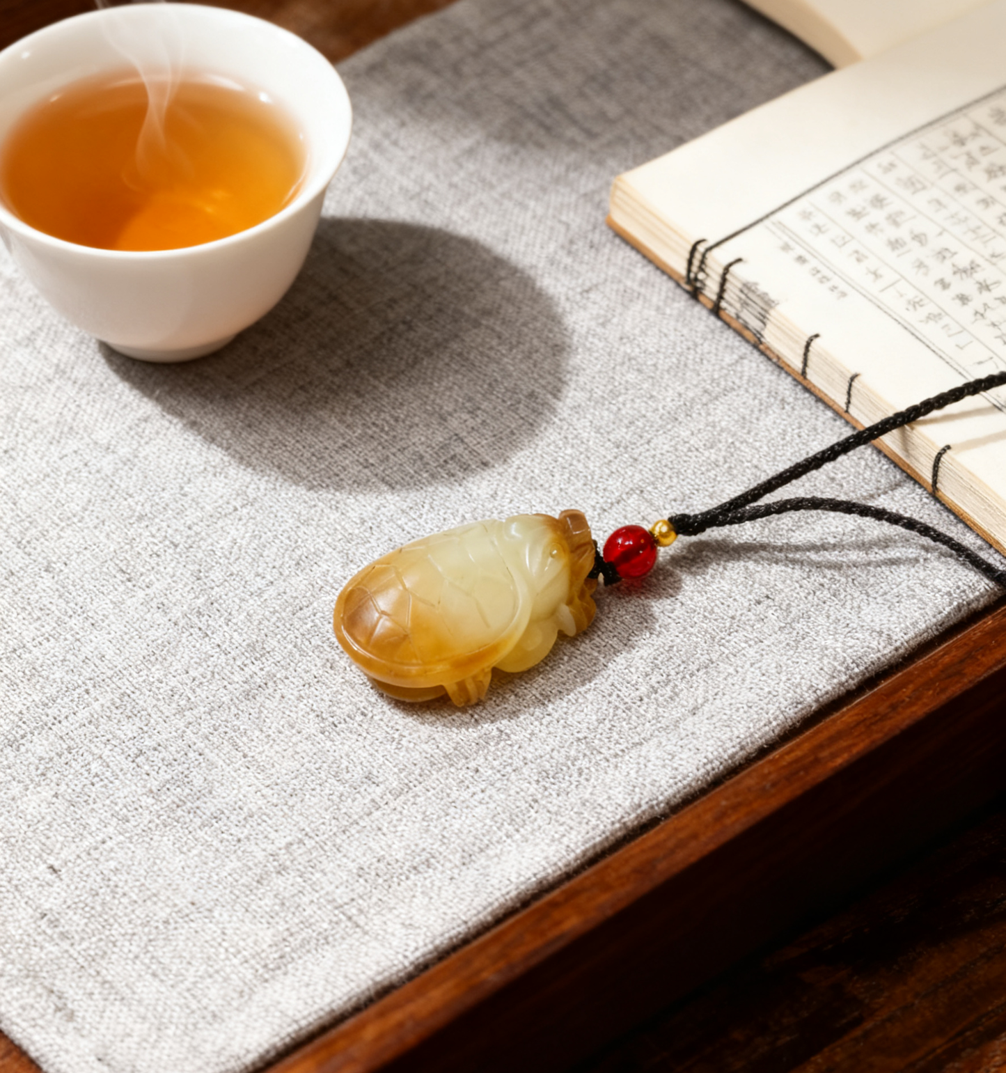 Dragon Turtle Jade Pendant, Natural Sugar White Nephrite 13.6g, Unique Animal Totem, Spiritual Protection Gift