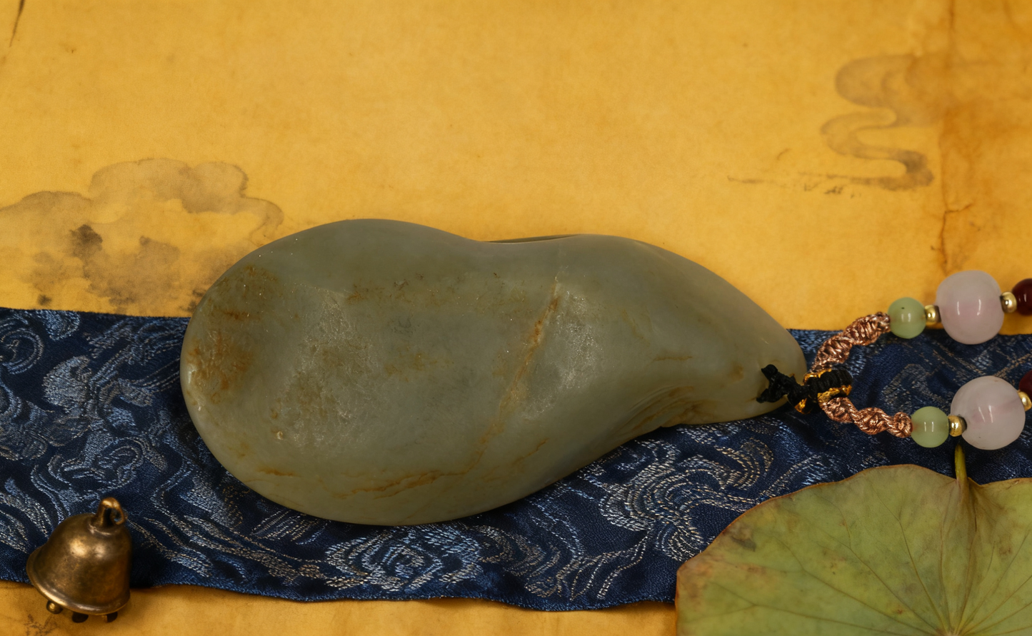 Nephrite Jade Pendant, Guanyin Goddess Pendant, 40.76g Zodiac Seed Jade, Buddhist Memento