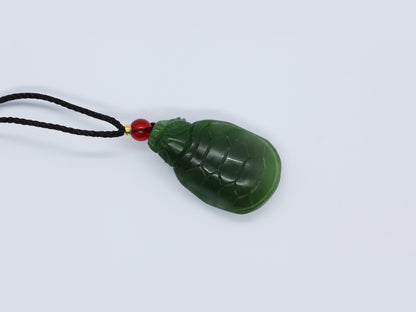 Dragon Turtle Pendant, 14.55g Green Nephrite Jade, Wisdom Longevity Talisman, Spiritual Protection Amulet