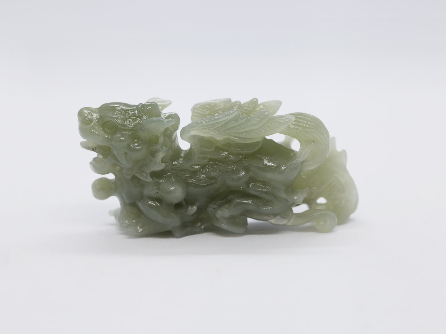 Qilin Jade Statue, 42.28g Natural Nephrite, Auspicious Guardian, Good Fortune Home Decor