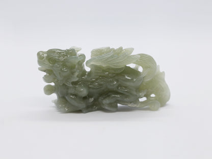Qilin Jade Statue, 42.28g Natural Nephrite, Auspicious Guardian, Good Fortune Home Decor