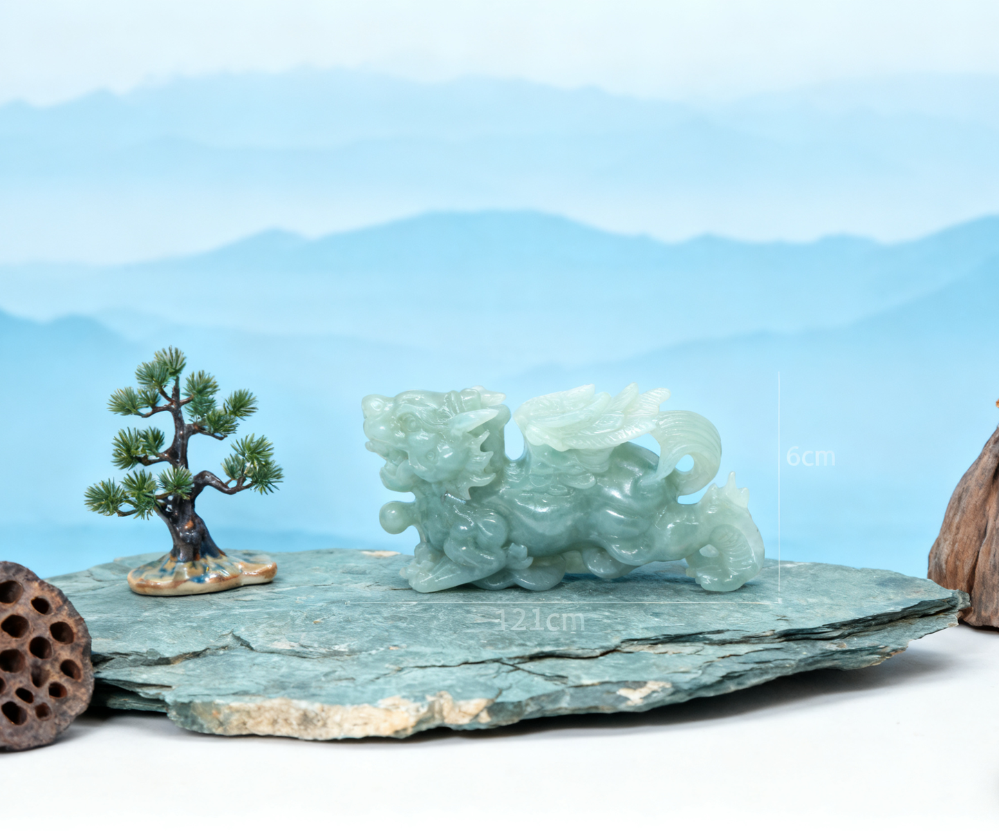 Qilin Jade Statue, 42.28g Natural Nephrite, Auspicious Guardian, Good Fortune Home Decor