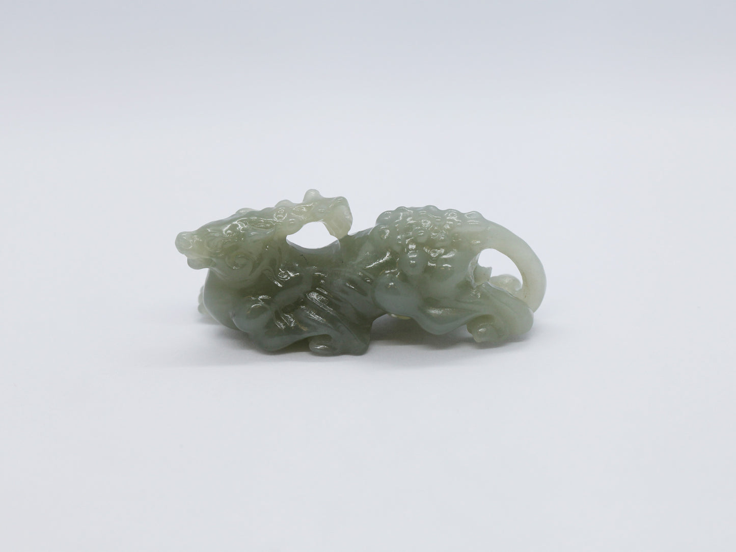 Qilin Jade Sculpture, Solid Nephrite 42.28g, Chinese Mythical Beast, Protection Talisman