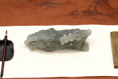 Qilin Jade Sculpture, Solid Nephrite 42.28g, Chinese Mythical Beast, Protection Talisman