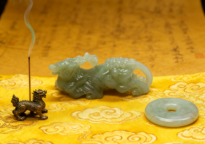 Qilin Jade Sculpture, Solid Nephrite 42.28g, Chinese Mythical Beast, Protection Talisman