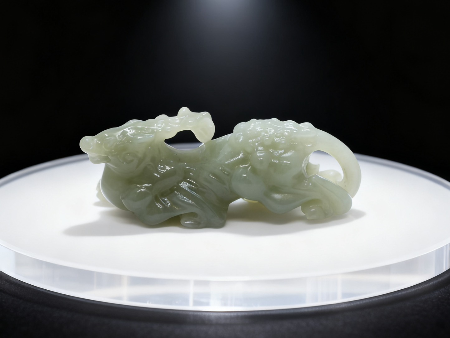 Qilin Jade Sculpture, Solid Nephrite 42.28g, Chinese Mythical Beast, Protection Talisman