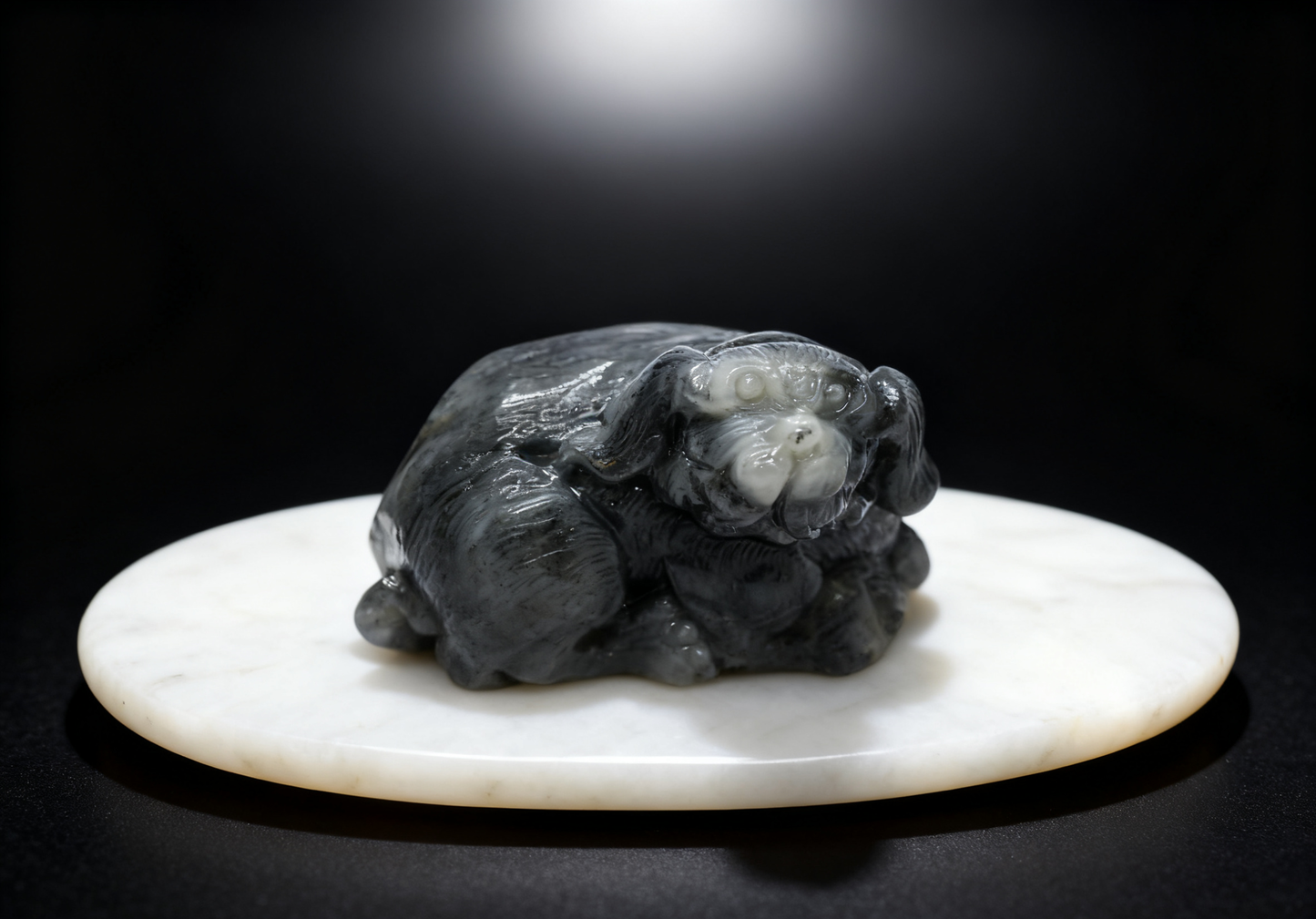 Fortune Dog Jade Sculpture, 53.8g Natural Nephrite, Wealth Attraction Talisman, Home Blessing Decor