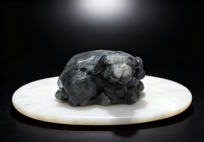 Fortune Dog Jade Sculpture, 53.8g Natural Nephrite, Wealth Attraction Talisman, Home Blessing Decor