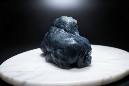 Fortune Dog Jade Sculpture, 53.8g Natural Nephrite, Wealth Attraction Talisman, Home Blessing Decor