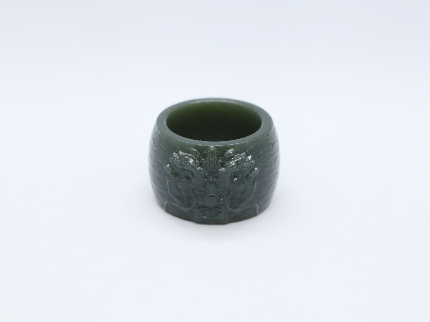 Nephrite Jade Thumb Ring, Dragon Head Thumb Ring, 19.3g Archery Ring, Chinese Archer Ring