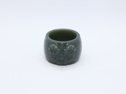 Nephrite Jade Thumb Ring, Dragon Head Thumb Ring, 19.3g Archery Ring, Chinese Archer Ring