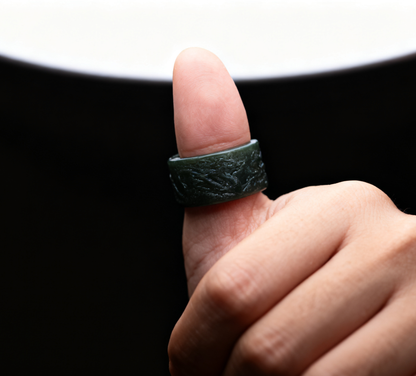 Dragon Thumb Ring, 13.5g Natural Nephrite, Power and Success Ring, Spiritual Archery Talisman