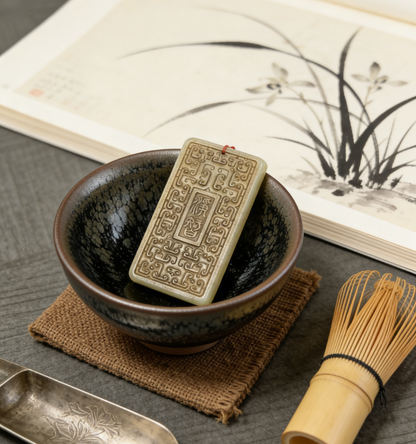 Antique Style Nephrite Jade Plaque, 60g Chinese Archaic Pendant, Ritual Object Inspired Jewelry