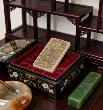 Antique Style Nephrite Jade Plaque, 60g Chinese Archaic Pendant, Ritual Object Inspired Jewelry