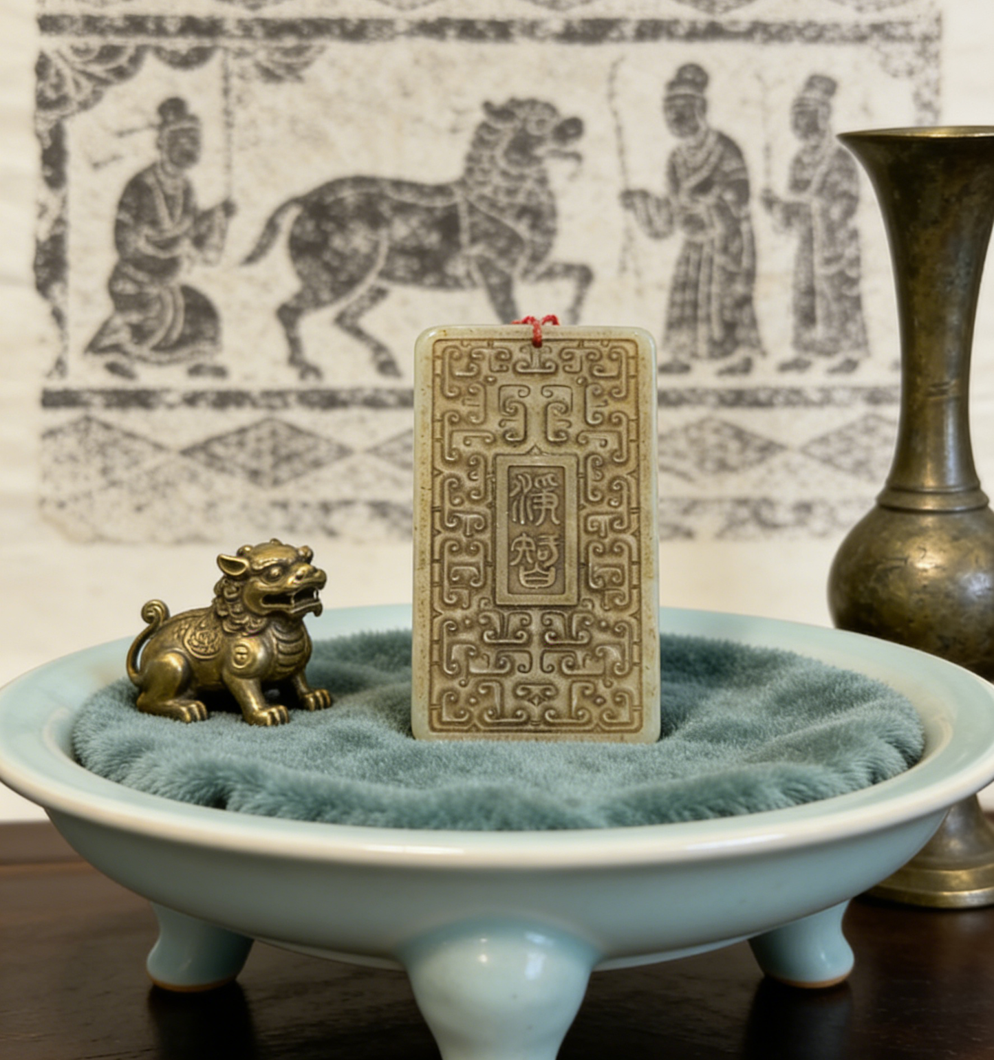 Antique Style Nephrite Jade Plaque, 60g Chinese Archaic Pendant, Ritual Object Inspired Jewelry