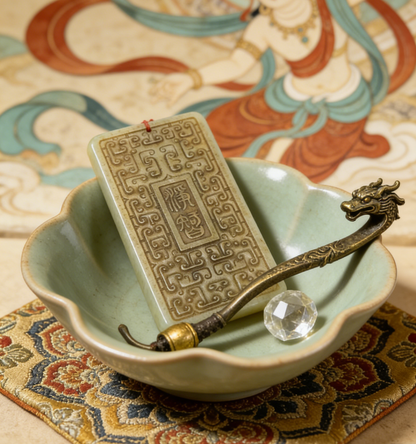 Antique Style Nephrite Jade Plaque, 60g Chinese Archaic Pendant, Ritual Object Inspired Jewelry