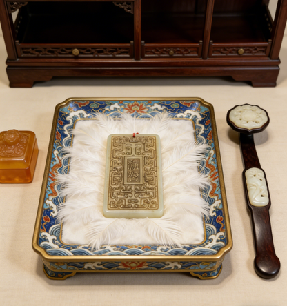 Antique Style Nephrite Jade Plaque, 60g Chinese Archaic Pendant, Ritual Object Inspired Jewelry