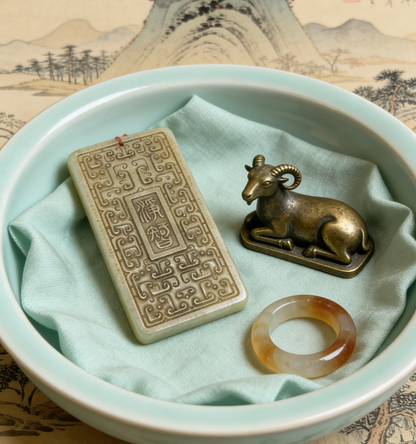 Antique Style Nephrite Jade Plaque, 60g Chinese Archaic Pendant, Ritual Object Inspired Jewelry