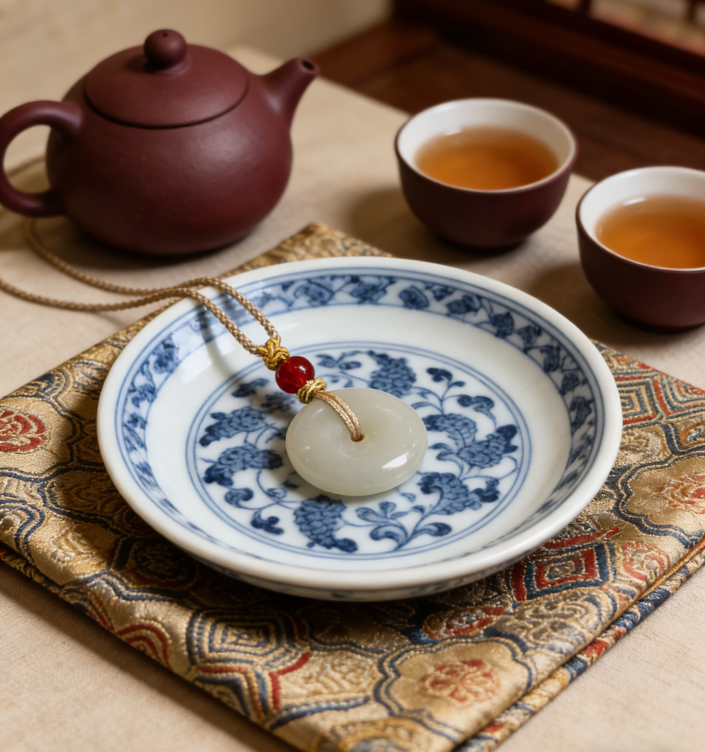 White Nephrite Jade Pi An Kou Pendant, 8.2g Peace Disc, Chinese Safety Amulet, Pure White Gemstone