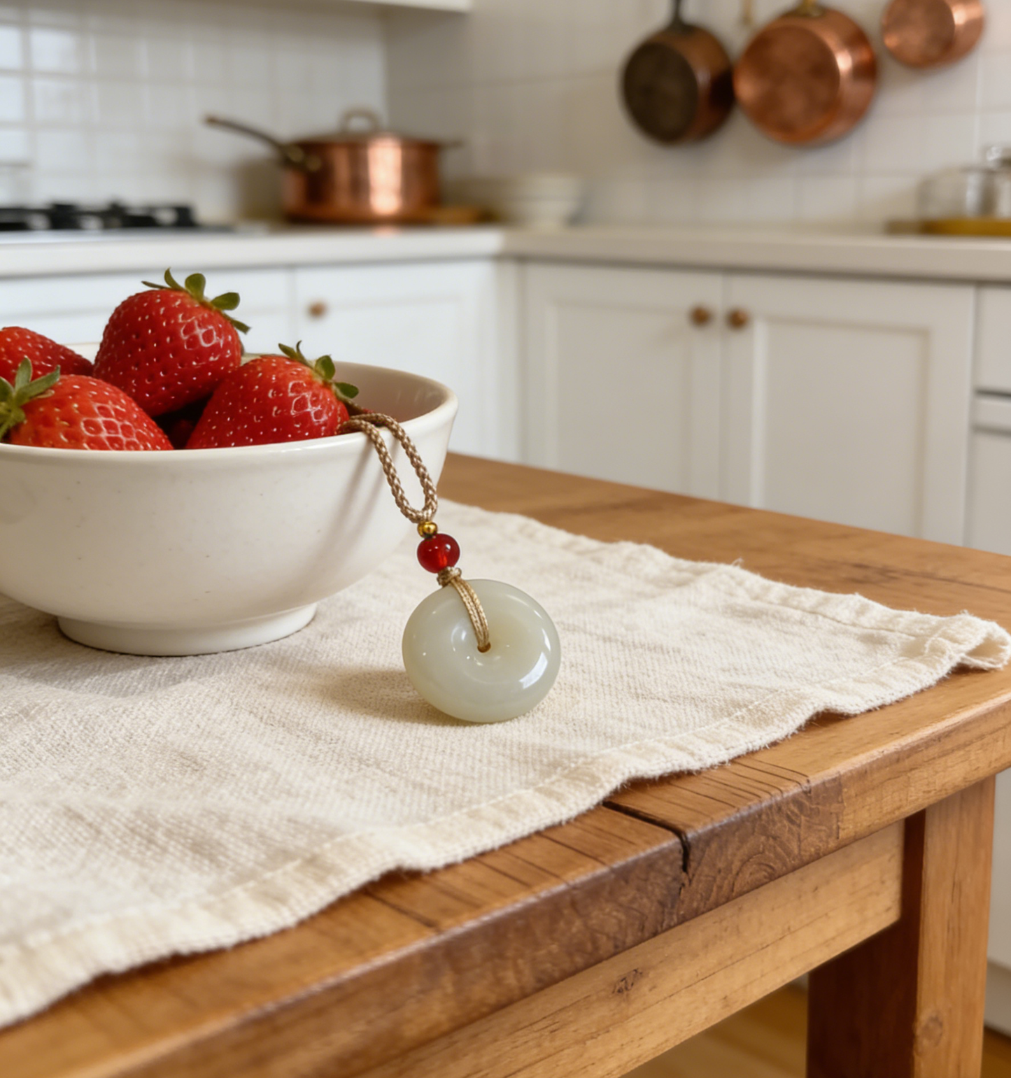 White Nephrite Jade Pi An Kou Pendant, 8.2g Peace Disc, Chinese Safety Amulet, Pure White Gemstone