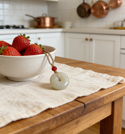 White Nephrite Jade Pi An Kou Pendant, 8.2g Peace Disc, Chinese Safety Amulet, Pure White Gemstone