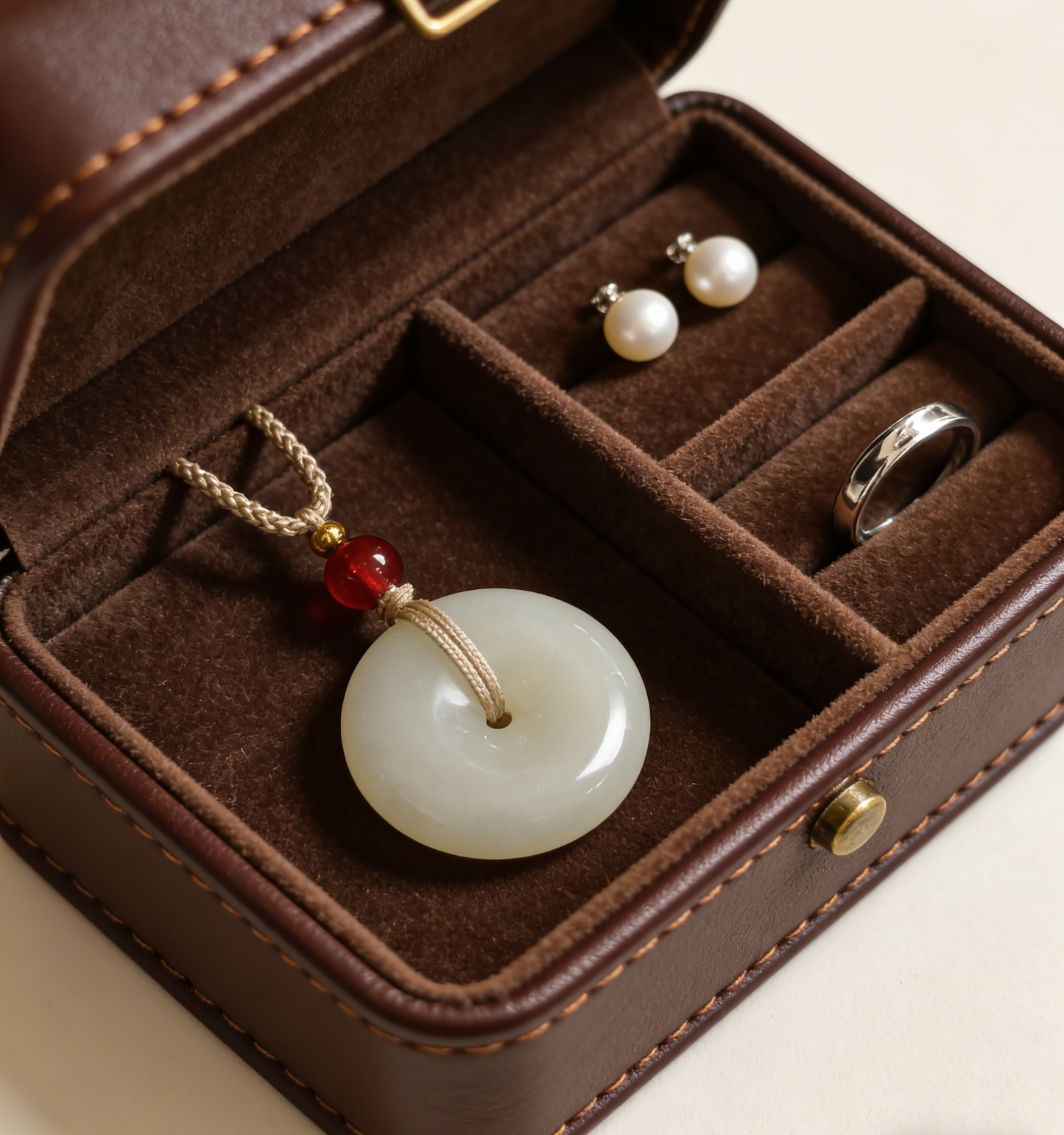 White Nephrite Jade Pi An Kou Pendant, 8.2g Peace Disc, Chinese Safety Amulet, Pure White Gemstone