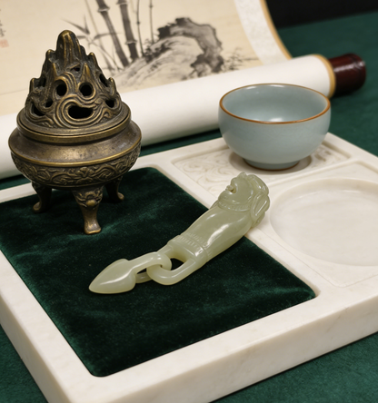 Dragon Tooth Pendant, One-Piece Interlocking Loop Craft, 12.5g Nephrite Jade, Chinese Dragon Talisman