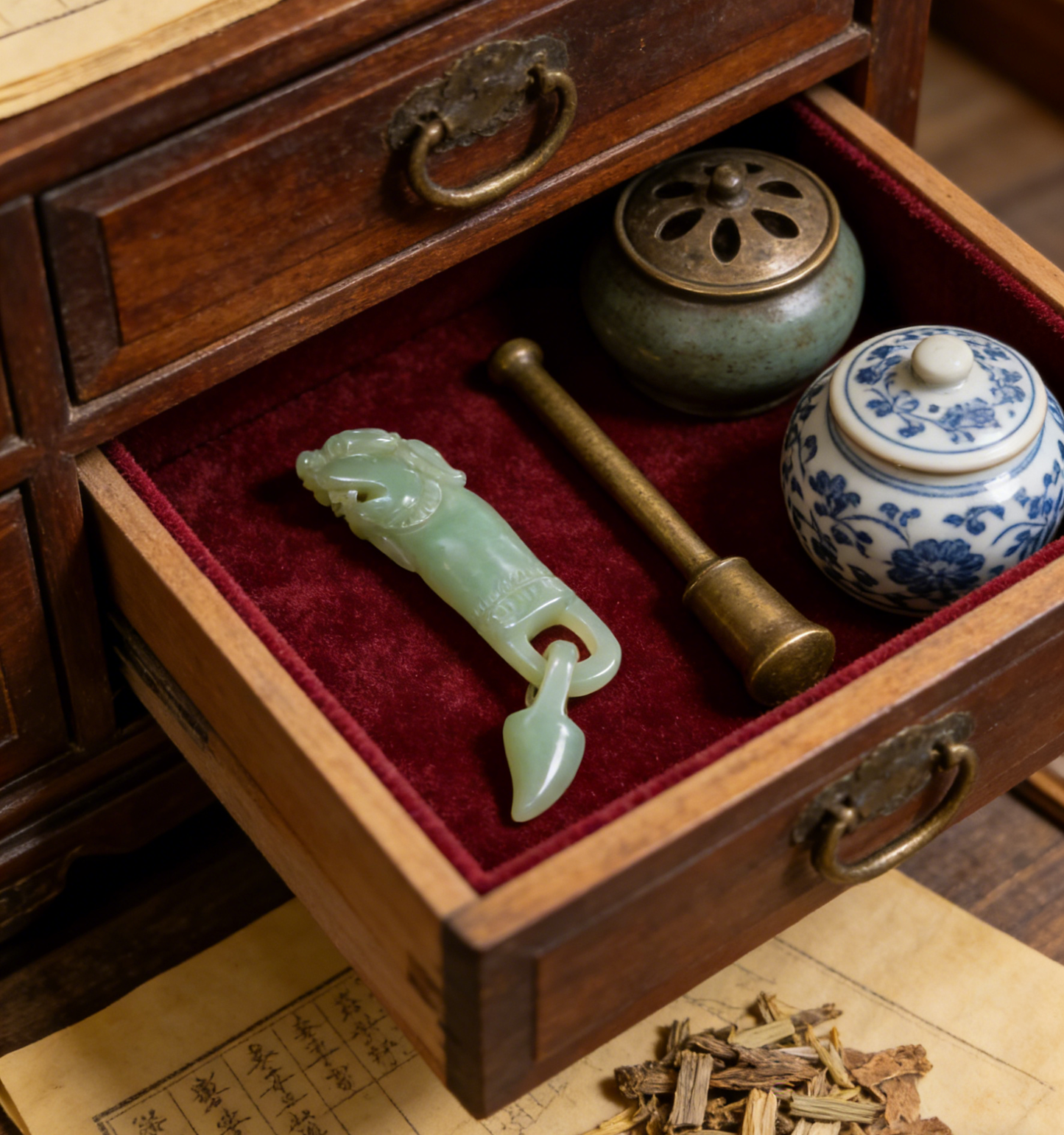 Dragon Tooth Pendant, One-Piece Interlocking Loop Craft, 12.5g Nephrite Jade, Chinese Dragon Talisman