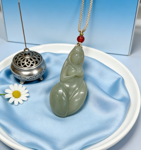Noble Helper Jade Pendant, 30.5g Auspicious Figurine, Attract Patronage Charm, Good Fortune Talisman