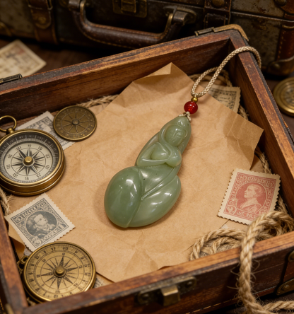 Noble Helper Jade Pendant, 30.5g Auspicious Figurine, Attract Patronage Charm, Good Fortune Talisman