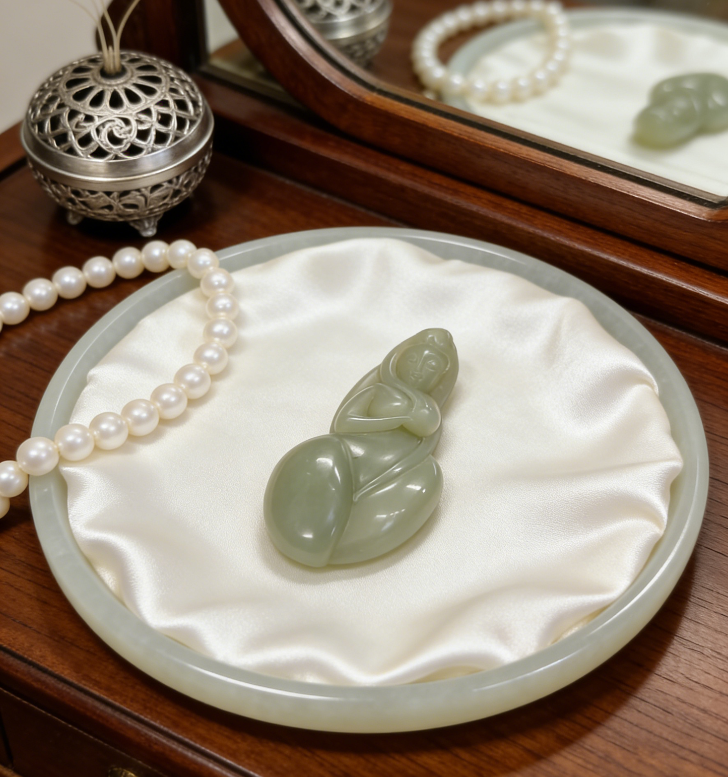 Noble Helper Jade Pendant, 30.5g Auspicious Figurine, Attract Patronage Charm, Good Fortune Talisman