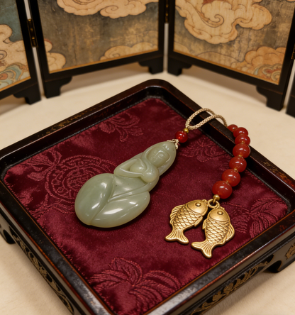 Noble Helper Jade Pendant, 30.5g Auspicious Figurine, Attract Patronage Charm, Good Fortune Talisman