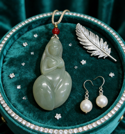 Noble Helper Jade Pendant, 30.5g Auspicious Figurine, Attract Patronage Charm, Good Fortune Talisman