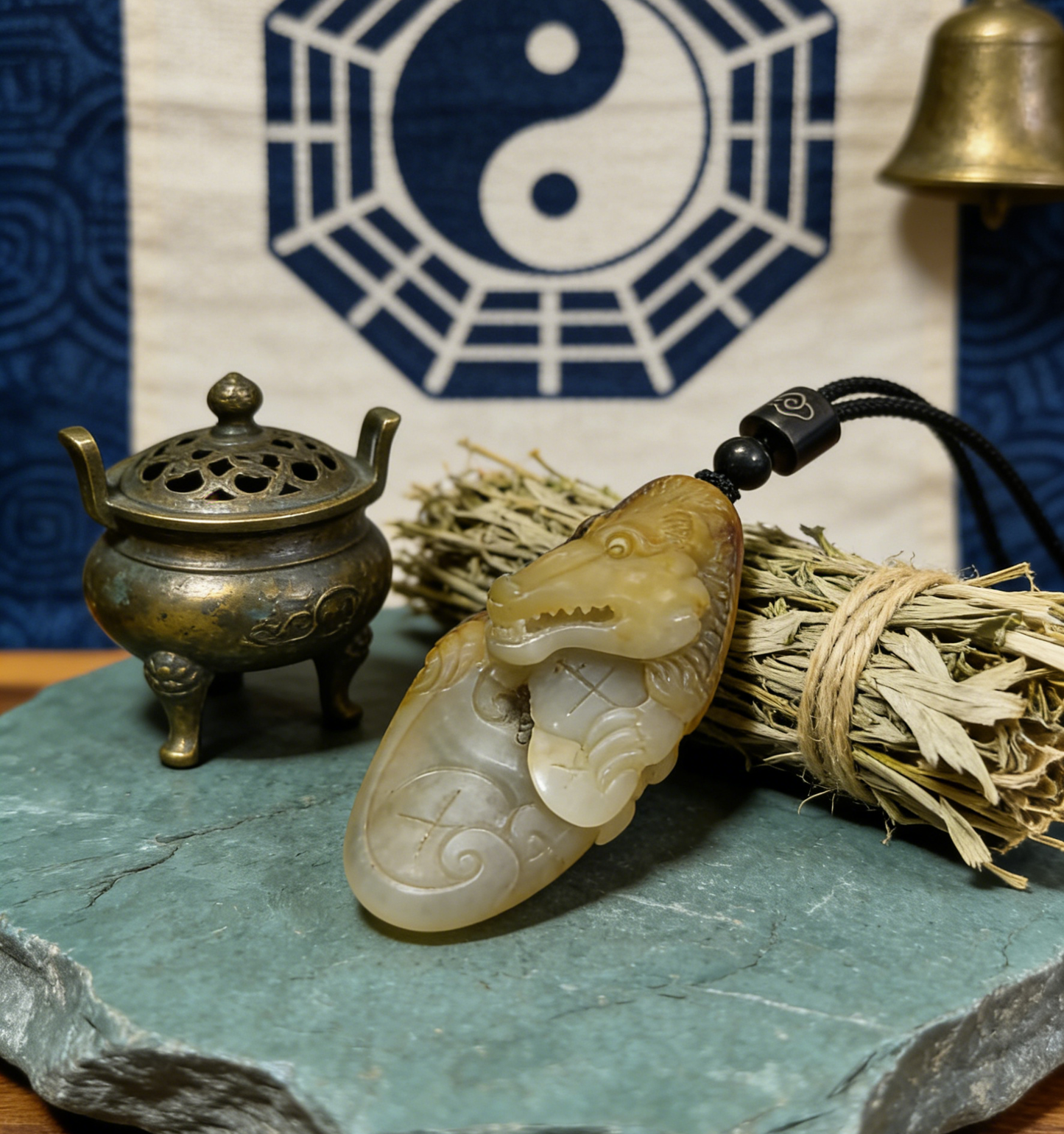 Hetian Nephrite Alligator/Crocodile Carving, 28.6g, Natural River Pebble "Seed Material" Jade Pendant