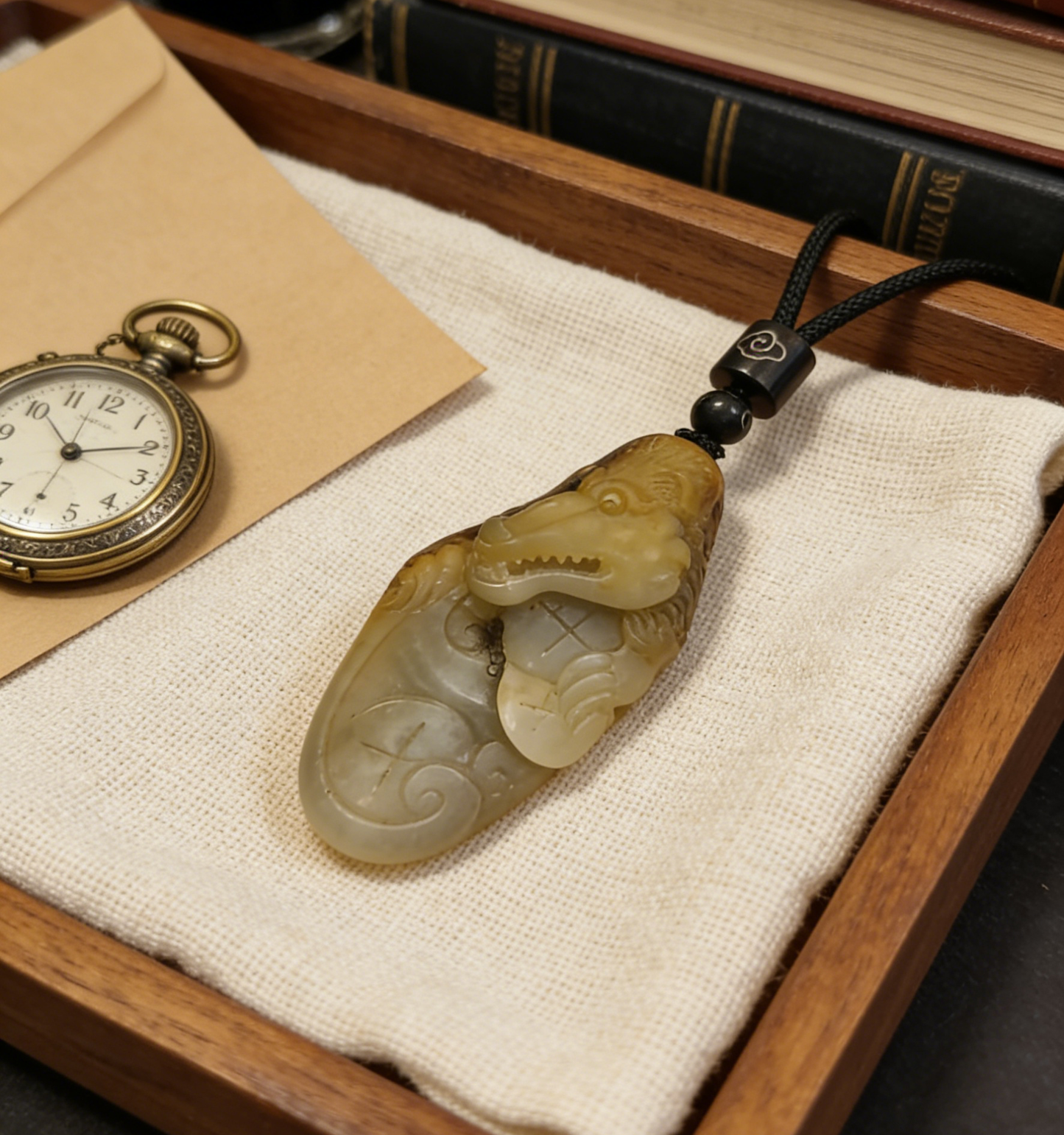 Hetian Nephrite Alligator/Crocodile Carving, 28.6g, Natural River Pebble "Seed Material" Jade Pendant