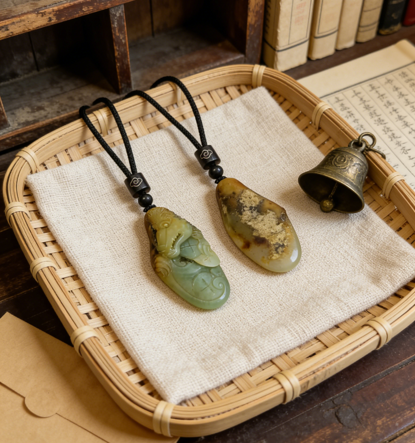 Hetian Nephrite Alligator/Crocodile Carving, 28.6g, Natural River Pebble "Seed Material" Jade Pendant