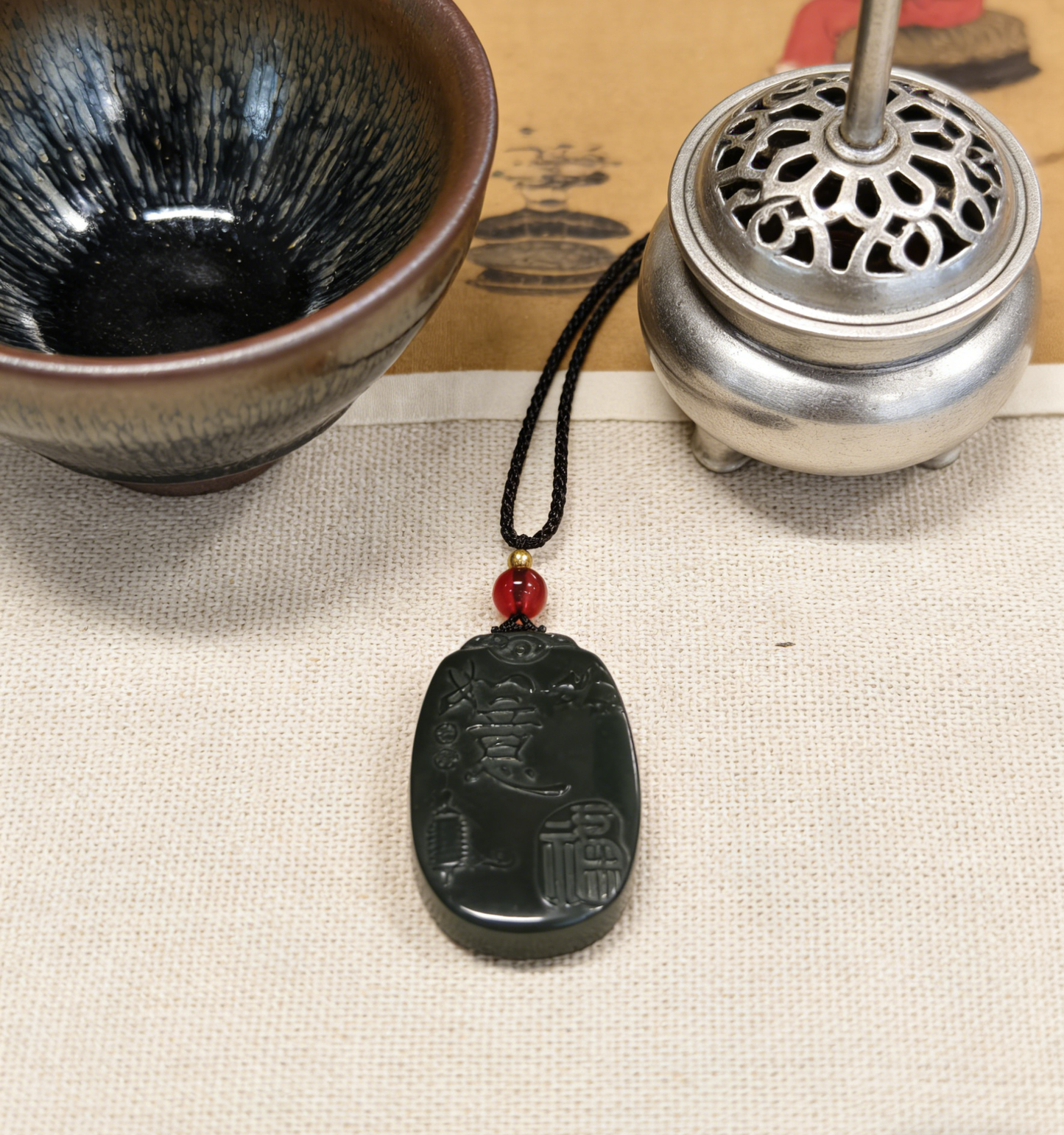 Wealth-Bringing Jade Mouse Pendant - “Money Mouse” Nephrite Carving, Approx. 20.3g, Symbol of Abundance & Fortune