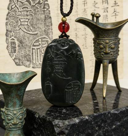 Wealth-Bringing Jade Mouse Pendant - “Money Mouse” Nephrite Carving, Approx. 20.3g, Symbol of Abundance & Fortune