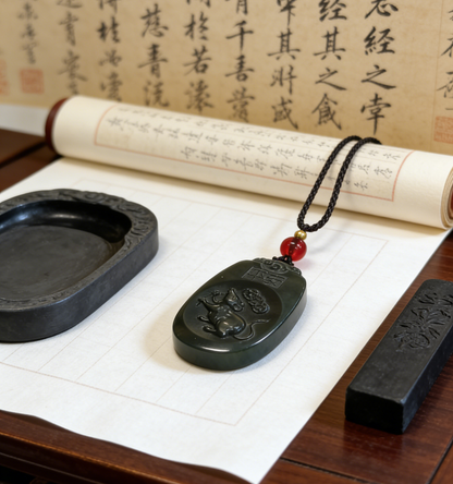 Wealth-Bringing Jade Mouse Pendant - “Money Mouse” Nephrite Carving, Approx. 20.3g, Symbol of Abundance & Fortune