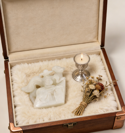 Four-Tailed Spirit Mouse Sculpture - 173.67g Rare Nephrite Jade Carving, Wealth & Fortune Attractor