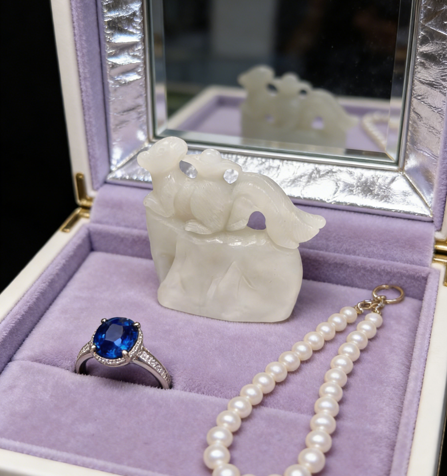 Four-Tailed Spirit Mouse Sculpture - 173.67g Rare Nephrite Jade Carving, Wealth & Fortune Attractor