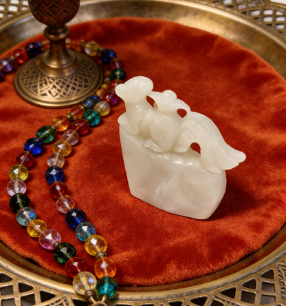 Four-Tailed Spirit Mouse Sculpture - 173.67g Rare Nephrite Jade Carving, Wealth & Fortune Attractor