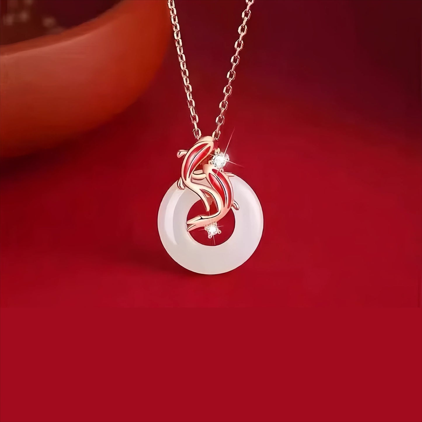 Hetian Jade Koi “Ping An Kou” Set – Necklace & Bracelet (with Silver Chain)