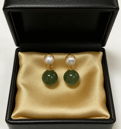 Sterling Silver Jasper Pearl Earrings - 2.59g, Delicate Bead Drop Design, Minimalist Luxury