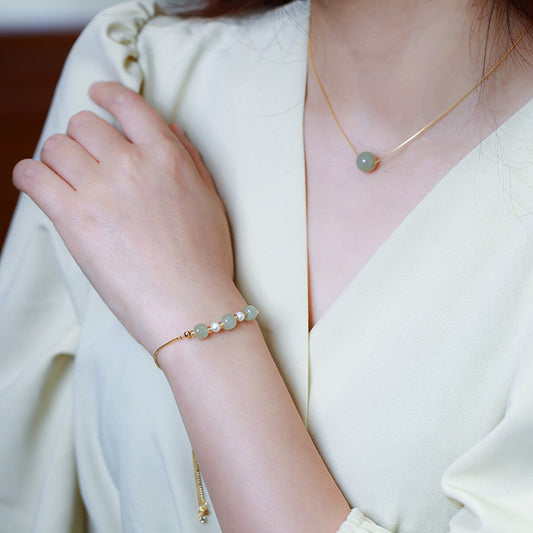 Hetian Jade “Smooth Fortune” Set – Necklace & Bracelet