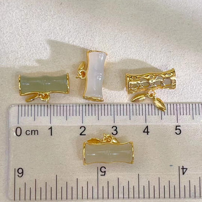 Hetian Jade Bamboo Charm Pendant – 925 Silver Mount, DIY-Friendly
